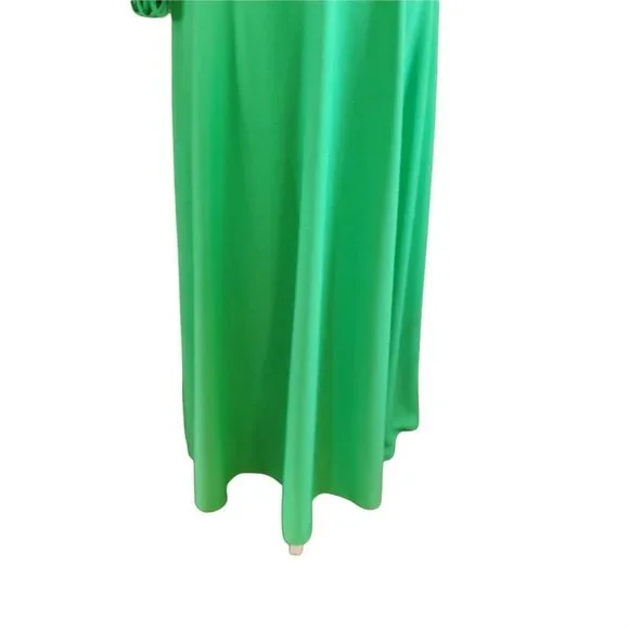 Vintage 70s 2‎ Piece Dress Set Green Polyester High Neck Floor Length Sz Small - Picture 8 of 12